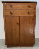 MID CENTURY TEAK 2 OVER 2 DOOR CABINET, W 87CM X D 47CM X H 128CM.
