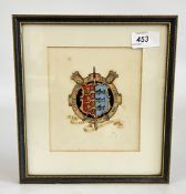A FRAMED AND MOUNTED VINTAGE DECORATIVE ILLUSTRATION OF THE COAT OF ARMS FOR THE 