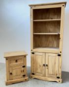 A MEXICAN PINE TWO DOOR CABINET WITH ADJUSTABLE SHELF TOP,