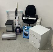 HYUNDAI OIL FILLED RADIATOR ALONG WITH STAINLESS BREAD BIN, STAINLESS BIN, CROSS CUT PAPER SHREDDER,