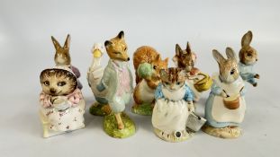 A GROUP OF 9 ROYAL ALBERT AND BESWICK BEATRIX POTTER ORNAMENTS.