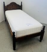 A MARKS AND SPENCER COOL MEMORY POCKET SINGLE MATTRESS WITH PINE BED FRAME.