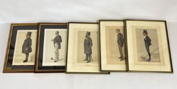 A GROUP OF 4 VINTAGE FRAMED AND MOUNTED VANITY FAIR SPY PRINTS TO INCLUDE EXAMPLES TITLED LOWESTOFT,