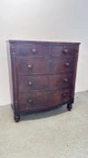 ANTIQUE MAHOGANY 2 OVER 3 DRAWER CHEST, W 103CM X D 49CM X H 115CM.