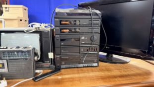 A BUSH M5260CD TWIN DECK MI DI HI-FU SYSTEM WITH COMPACT DISC PLAYER (NO SPEAKERS) + A SONY