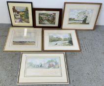 A GROUP OF 6 FRAMED ARTWORKS TO INCLUDE JASON PARTNER ORIGINAL WATERCOLOUR, R.