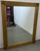 MODERN BEVELLED WALL MIRROR IN GILT RIBBED FRAME, 120CM X 95CM.