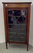 A c.1900 MAHOGANY CHINA CABINET WITH STRINGING INLAY ASTRAGAL GLAZED DOOR.