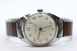 A GENTLEMAN'S VINTAGE SOVIET-ERA CARDINAL STEEL CASED WRIST WATCH WITH 19 JEWEL MOVEMENT ON