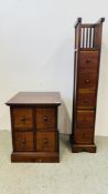 A HARDWOOD 4 DRAWER STORAGE CHEST, W 47.5CM X D 47.