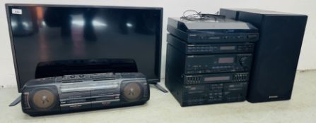 AUDIO VISUAL EQUIPMENT TO INCLUDE SHARP 32 INCH TELEVISION WITH REMOTE,
