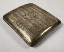A SILVER CIGARETTE CASE, BIRMINGHAM ASSAY 8 X 8CM.
