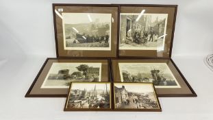 A SET OF 4 FRAMED AND MOUNTED FRANK MEADOW SUTCLIFFE PRINTS TITLED THE INGATHERING, THE DOCK END,