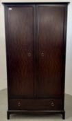 STAG MINSTREL DOUBLE WARDROBE WITH SINGLE DRAWER TO BASE, W 96CM, D 61CM, H 177CM.