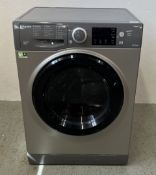 HOTPOINT 8KG STEAM SILVER FINISH WASHING MACHINE - SOLD AS SEEN.