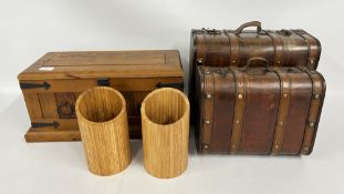 A GROUP OF STORAGE BOXES TO INCLUDE TWO LEATHER EFFECT CHESTS,