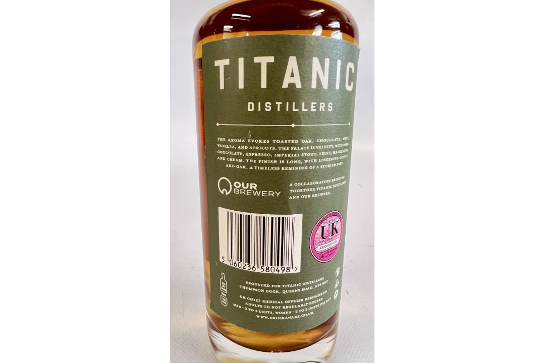 A 70CL BOTTLE OF TITANIC DISTILLER'S SINGLE MALT 7 YEAR AGED IRISH WHISKY. - Image 3 of 4