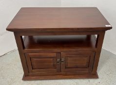 REPRODUCTION HARD WOOD TWO DOOR CABINET, W 76CM X D 46CM X H 58CM.