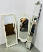 3 VARIOUS MODERN ART DECO STYLE MIRRORS, 2 WITH BEVELLED GLASS.