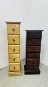 6 DRAWER TOWER CHEST, W 35CM X D 24CM X H 96CM + ONE FURTHER 5 DRAWER TOWER CHEST,