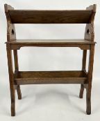 AN OAK ARTS AND CRAFTS BOOK / PRAYER STAND, W 53 X D 20 X H 72CM.