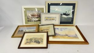 A GROUP OF FRAMED PICTURES AND PRINTS TO INCLUDE EXAMPLES OF FISHING TRAWLER INTEREST,