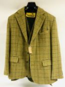 A BOB PARROT XL TWEED JACKET AND WAISTCOAT + HUNTSBURY GILET AND TOP GRADE HYDE LEATHER WAISTCOAT
