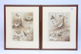 A PAIR OF ORIGINAL SIMON TRINDER WATERCOLOURS OF GAME BIRDS 