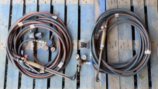 7 VARIOUS GAS CUTTING TORCHES WITH HOSE