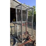 TWO STEEL BOTTLE GAS CAGES AND TWO BOTTL