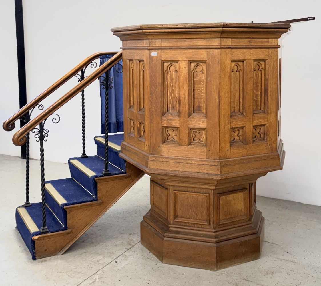 CHURCH INTERIOR FITTINGS - PEWS, PULPIT, FONT, ALTAR ETC