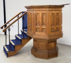 CHURCH INTERIOR FITTINGS - PEWS, PULPIT, FONT, ALTAR ETC