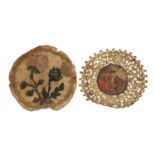 TWO GEORGIAN NEEDLEWORK AND CUT PAPER WATCH PAPERS