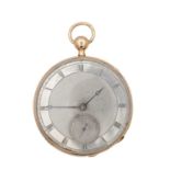 A CIRCA 1800 CONTINENTAL 18CT ROSE GOLD AND ENAMEL REPEATING POCKET WATCH WITH CYLINDRICAL ESCAPEMEN