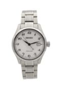 A GENTLEMAN'S STAINLESS STEEL SEIKO PRESAGE AUTOMATIC WRIST WATCH