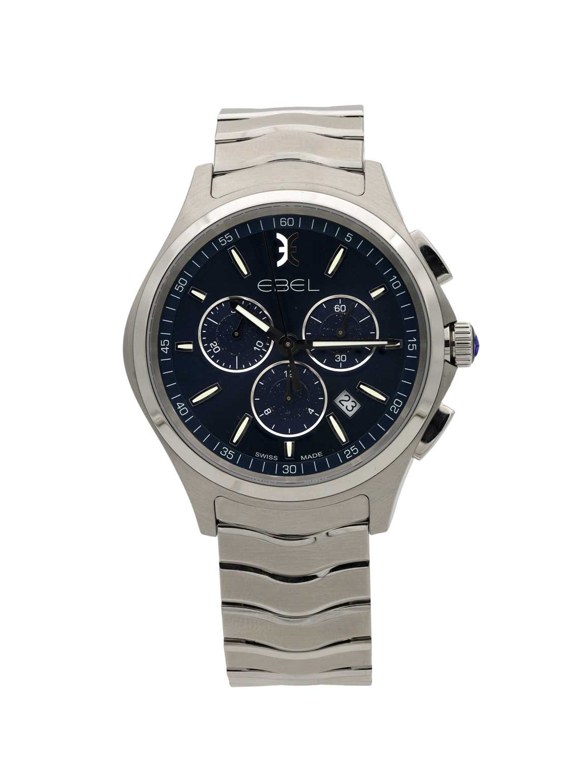 A GENTLEMAN'S STAINLESS STEEL EBEL WAVE CHRONOGRAPH WRIST WATCH