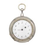 A LARGE EARLY 19TH CENTURY SILVER PAIR CASED REPEATING POCKET WATCH