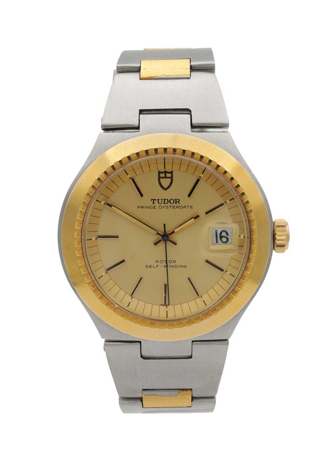 A GENTLEMAN'S STEEL AND GOLD PLATED TUDOR PRINCE OYSTERDATE WRIST WATCH