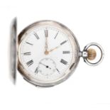 A SWISS SILVER REPEATING POCKET WATCH WITH JEWELLED HAMMER
