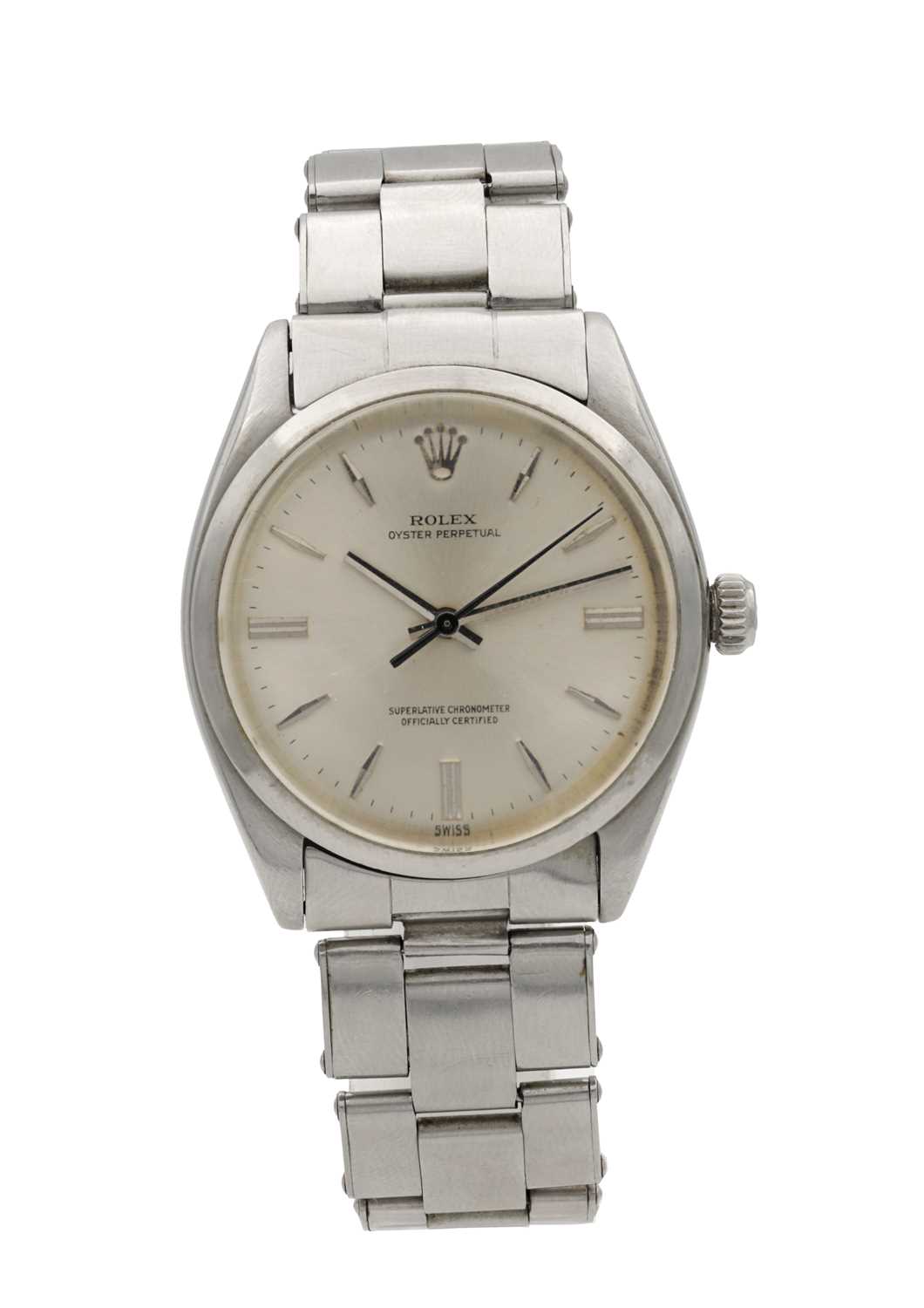 A VINTAGE ROLEX STAINLESS STEEL OYSTER PERPETUAL WRIST WATCH