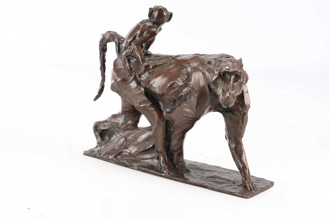 Baboon Win DYLAN LEWIS (B.1964) A LIMITED EDITION BRONZE SCULPTURE of a mother ...