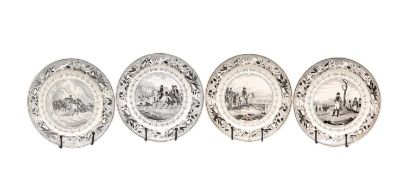 A COLLECTION OF FOUR MID 19TH CENTURY FRENCH LOUIS LEBEUF MONTEREAU EARTHENWARE PLATES