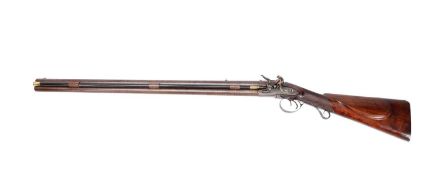 A RARE EARLY 19TH CENTURY OVER AND UNDER FLINTLOCK RIFLE BY STAUDENMEYER, LONDON