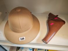 Pith Helmet and a Brown Leather Pistol Holder