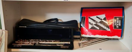 Boxed Trevor J James Flute with music stand and Sheet music