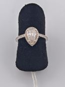 Fine Ladies 18ct White Gold Claw set Tear drop Diamond solitaire ring estimated at 1.00ct with