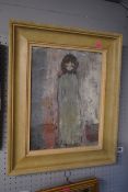Robert Sadler 1909 - 2001; Framed Acrylic on board entitled 'The Green Dress' Exhibited in 1978.
