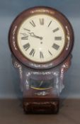A 19th Century Rosewood and M.O.P. inlaid drop dial wall clock with single fusee movement, 71cms