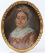 ENGLISH OR IRISH SCHOOL (18TH CENTURY) Bust length portrait of Mrs Byrn of Cork pastel extensive