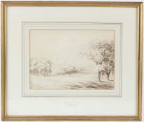 PETER DE WINT (1784-1849) 'View of Lincoln across the Park' watercolour Boydell Galleries label 19 x